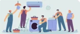 handymen repairing clients home appliance